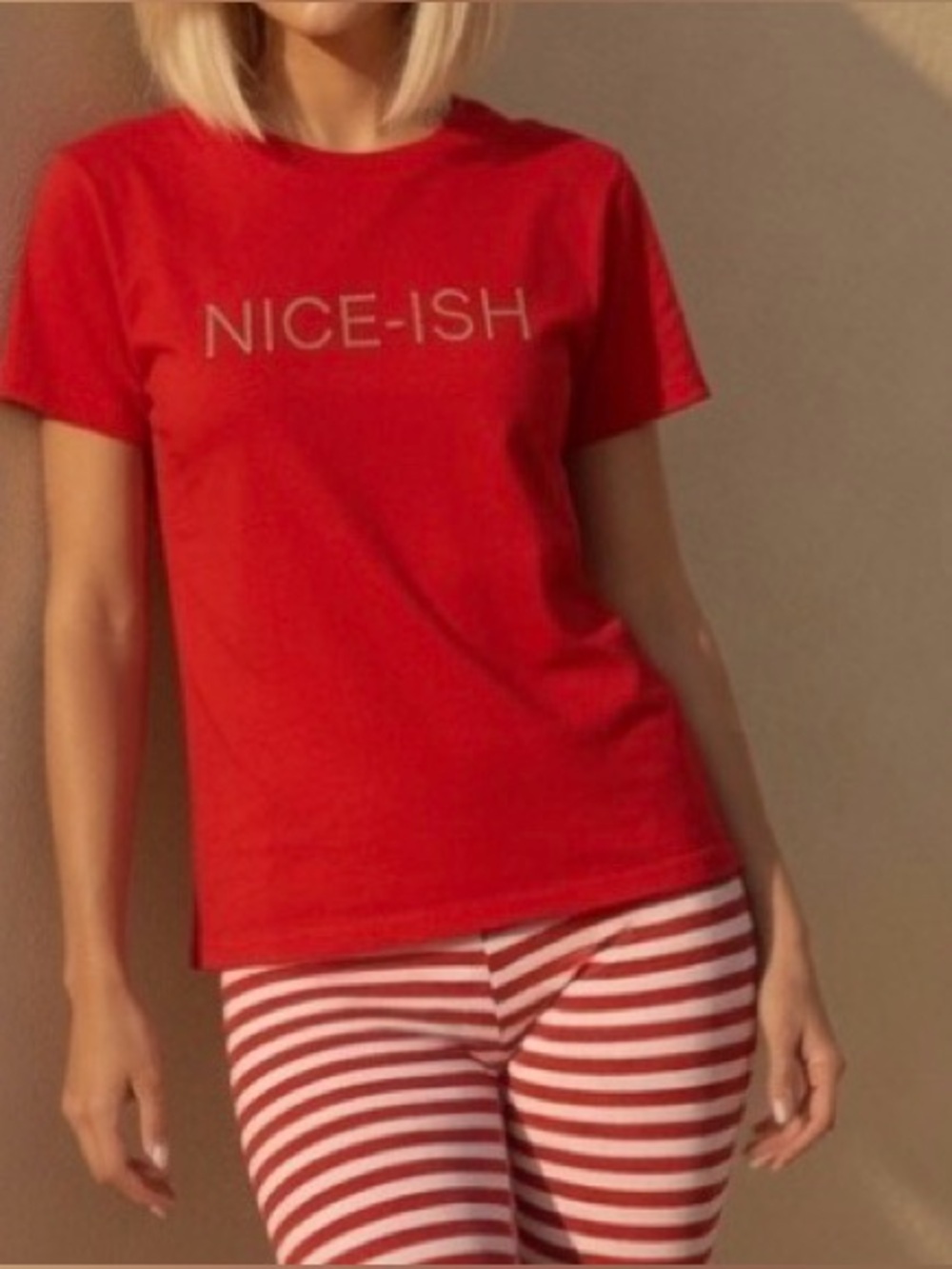 Pink Victoria's Secret Red "NICE-ISH" Tee